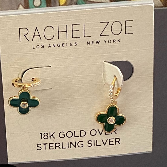 Rachel Zoe | 18K Gold Sterling Silver Clover Earring NWT - Picture 2 of 4